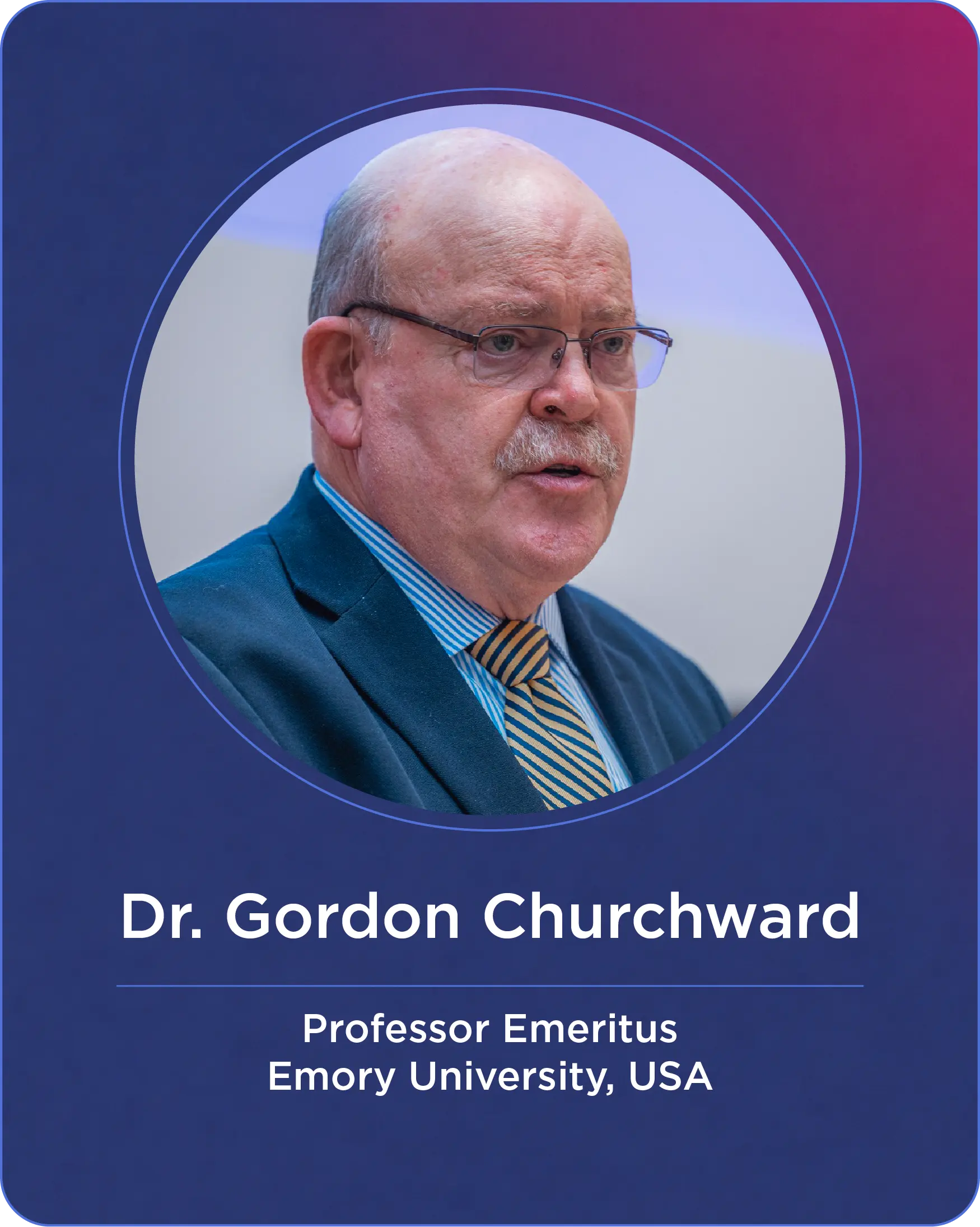 Speaker banner for Dr. Gordon Churchward